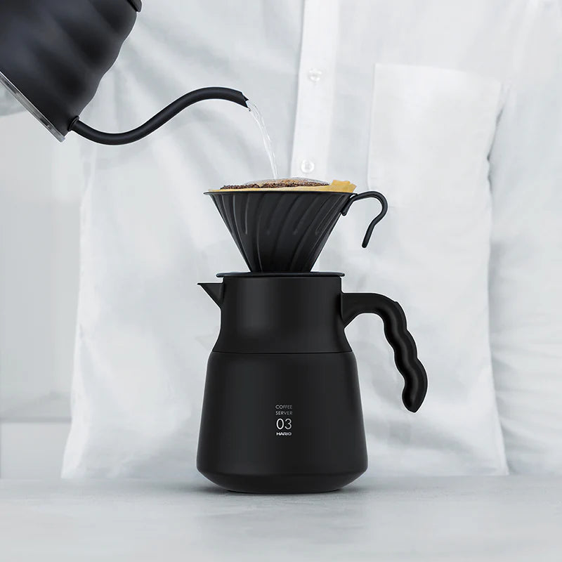 Hario V60 Insulated Stainless Steel Server Plus, 800mL, Black