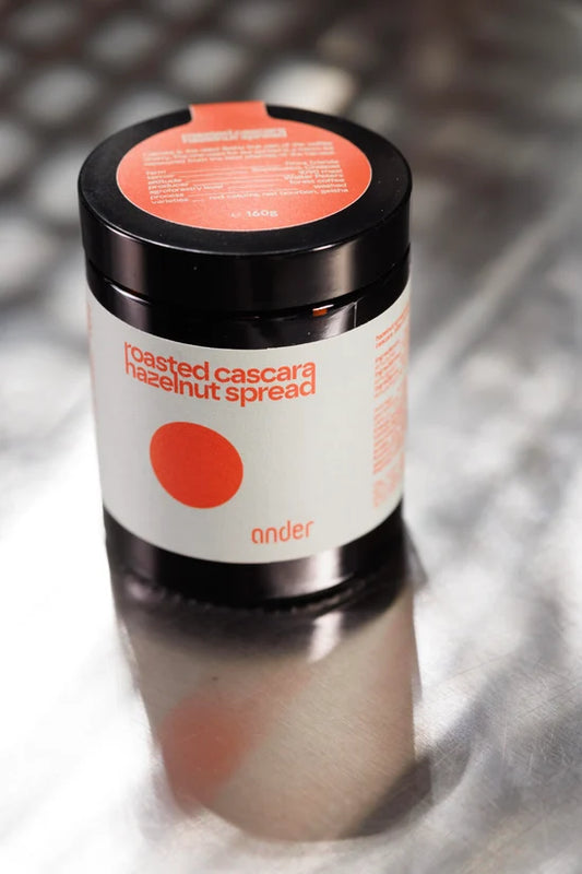 Roasted washed cascara hazelnut spread. 160g